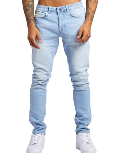 Kinghua Skinny Jeans Men Summer Fall Casual Distressed Beach Stretch Streetwear Denim Slim Straight Pants with Pockets