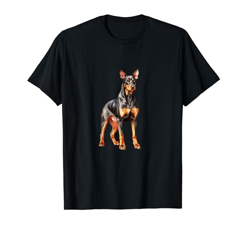 Doberman Dog Lovers Acquerello Design Regalo per Lui Lei Maglietta