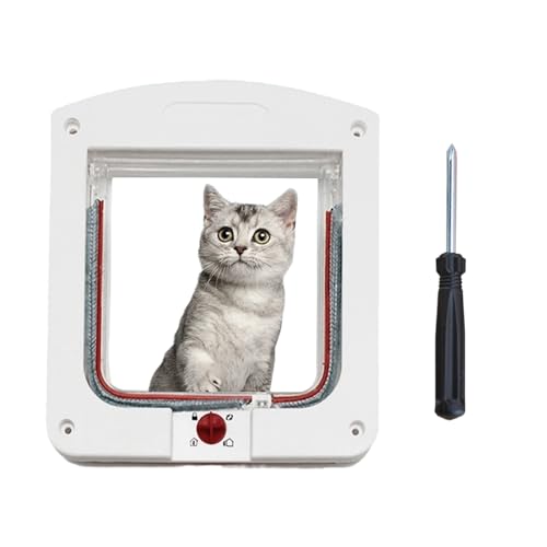 Katzenklappe Innentür 2 Weiß Mit 1 Schraubendreher 24 × 20 × 3cm Einfache Installation Katzenklappe Für Innen Außentür Fenster Wand Für Katzen...