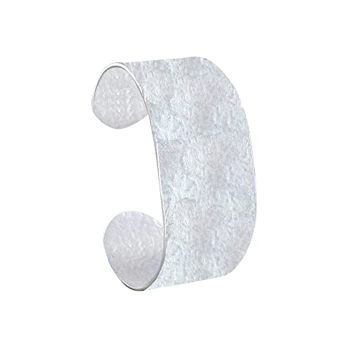 Bracelet laiton argenté Les Poulettes Bijoux manchette plate martelée pour femme chic