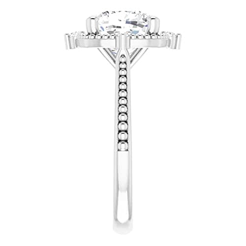 4 Ct Cushion Cut Colorless Moissanite Halo Doted Engagement Ring, Wedding/Bridal Ring Set, Solitaire Style, Solid Sterling Silver Vintage Antique Anniversary Promise Ring Gift For Her (9.5) #TOP2