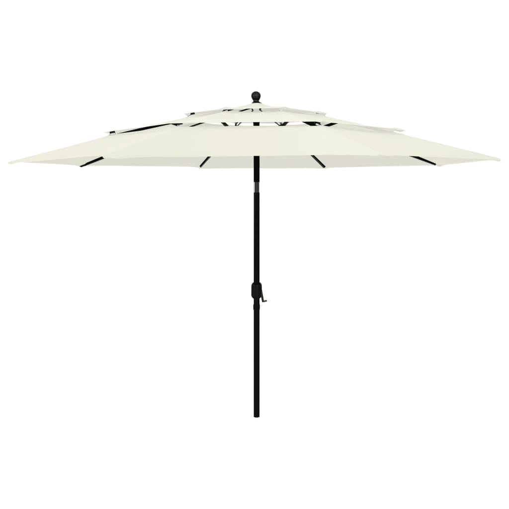 Sombrilla de Jardín 3 Niveles con Protección UV y Anti-decoloración, Plegable y Portátil para Patio Terraza, Poste y Varillas de Aluminio Estable con Cigüeñal e Inclinación