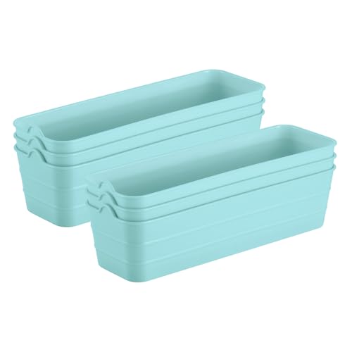 Image of KOLORR Flexi Tray Narrow Flexible Space-Saving Storage, Stackable Storage Organizer, Drawer Organizer Trays for Home, Washroom, Office, and Kitchen Organization Pack of 6 - Mint