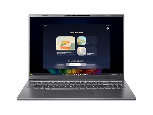 acer Aspire 16 AI OLED (A16-52M-92UY) AI Laptop, Copilot+ PC, 16 WUXGA OLED Display, Intel Core Ultra 9 288V, 32 GB RAM, 1 TB GB SSD, Intel Arc Grafik 140V, Windows 11, QWERTZ Tastatur, grau