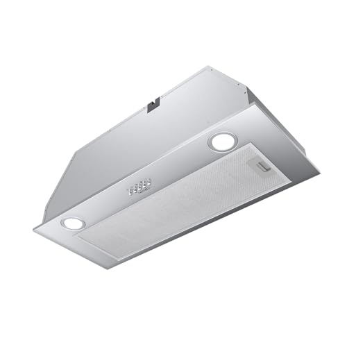 Hermitlux Hotte Aspirante Encastrable 75cm, Hotte de Cuisine à Évacuation ou Recyclage avec LED, Débit d'Air Puissant 620m³/h, 68dB, Inox