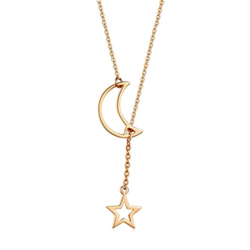 Vembley Pretty Gold Plated Star in Moon Y-Shaped Pendant Necklace for Women and Girls (B09BR84QM9) Amazon Price History, Amazon Price Tracker