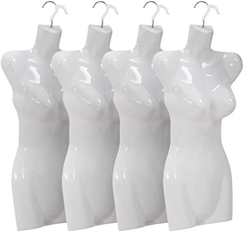 Mannequin Torso, 4Pack Clothing Form Sewing Famale Manikin 27 Inch Height Dress Model Mannequin Display Head Dress Mannequin Clothing Form Metal Hook for Various Exhibition Halls, Clothing or Studios