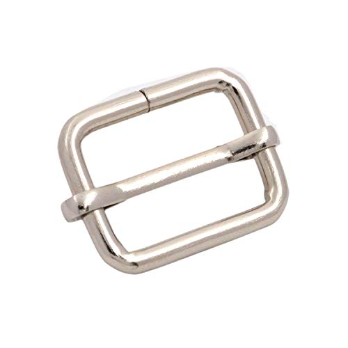 BIKICOCO Metal Slide Adjuster Buckle Tri-Glides with Movable Center Bar, for Straps, 0.8 x 0.6 Inch, Silver, Pack of 50