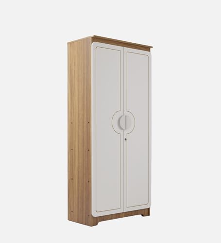 Image of COUCH CULTURE Astona Delight 2 Door Engineered Wood Wardrobe | Wooden Almirah | Multipurpose Storage Organizer | White Wardrobe | 1 Hanger Stand - 3 Shelves, 1 Year Warranty