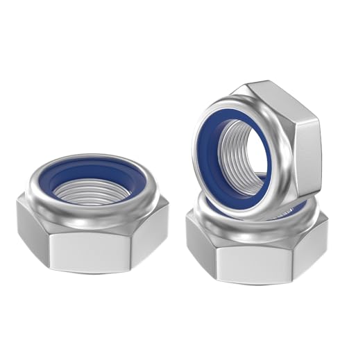 GUEEYUAW 50 Piezas Tuercas Hexagonales M6, Acero Inoxidable 304 A2 V2A DIN 985 Tuercas Autoblocantes