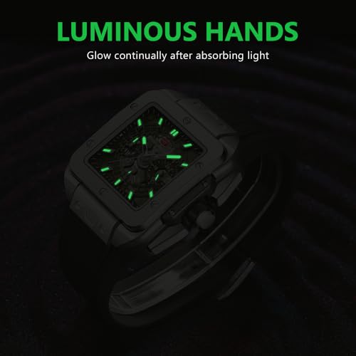 AIMES Men’s Watch Luxury Square Watches for Men Fashion Chronograph Business Dress Watches Waterproof Analog Men’s Wrist Watches Large Tonneau Face Wristwatch Elegant Gifts for Men