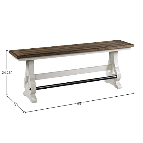 Intercon Drake Backless, Counter Height, Rustic White & French Oak Bench - Thumbnail 3