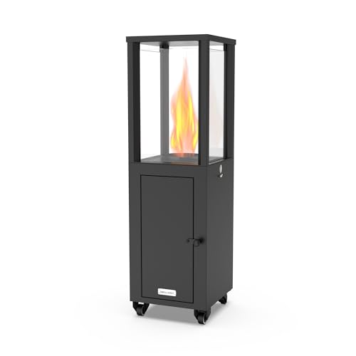 DWELLCOZY Wood Pellets Patio Heater with Wheels and Ash Box, Safe and Adjustable Outdoor Heaters for...