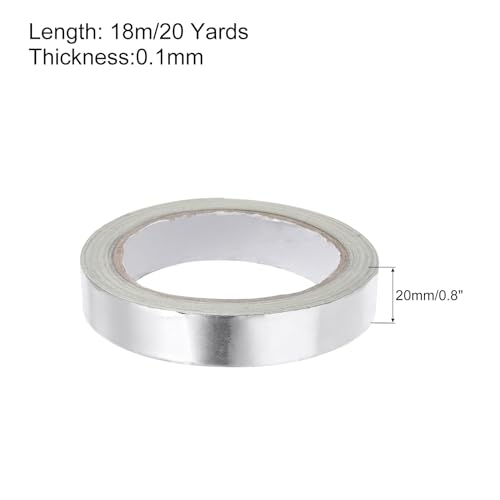Image of uxcell Aluminum Foil Tape 0.8 Inch x 20 Yards Silver High Temperature Tape for HVAC, Sealing, Patching Hot and Cold Air Ducts 4 Pcs