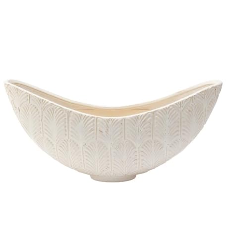 Napco Embossed Floral Leaf Wide Boat