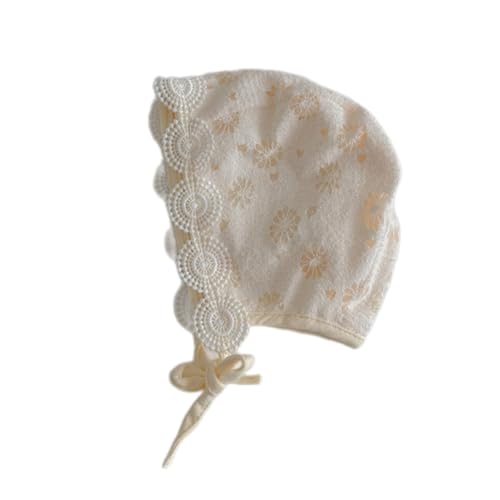 Cotton Lace Baby Bonnet for Newborn Girls, Elegant Embroidered Caps Fashionable Infant Fetal Caps Lovely Headwear