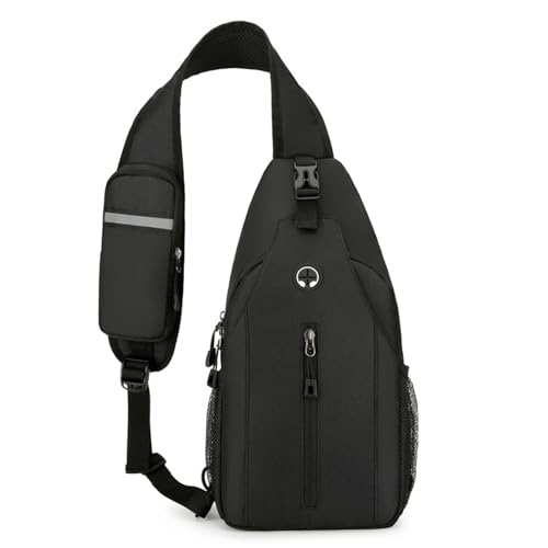 Focenat Bandolera Hombre Pequeña, Bolsa de Pecho Hombre, Mochila Bandolera Hombre, Bolso Cruzado, Impermeable, Ligero, Negro, Mochila Cruzada para Hombres, Mujeres, Viaje, Ciclismo, Senderismo