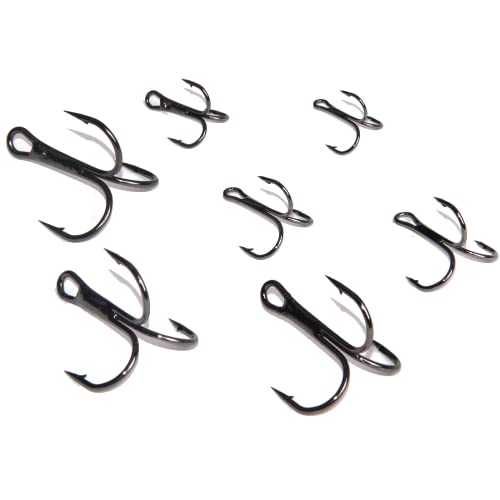 Treble Fishing Hooks 100pcs High Carbon Steel Triple Fishing Hooks Small Round Bend Treble Hook Hard Lure Spoon Fishhook (12#-100pcs) - Image 4