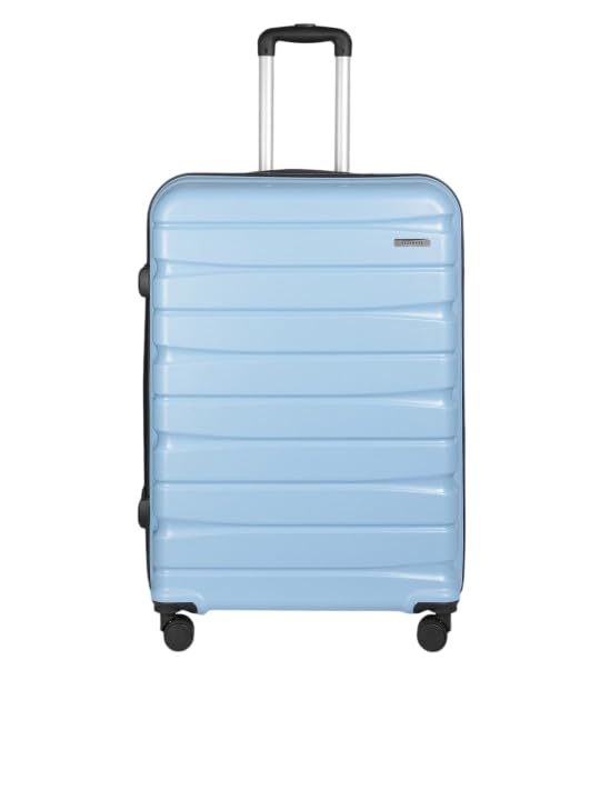 Image of Teakwood Large Check in Size 8 Wheels Trolley Bag, Hard Cabin with Zipper Closure, Adjustable Push Button & Cross Side Strap, TSA Lock System 360 Degree (Large Check in Size, Powder Blue)