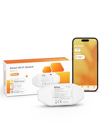 Refoss Interruttore WiFi Smart Switch Compatibile con Apple HomeKit, Alexa & Google Home, DIY Spina con Interruttore Intelligente - Controllo Remoto, Timer e Regolazione del Programma