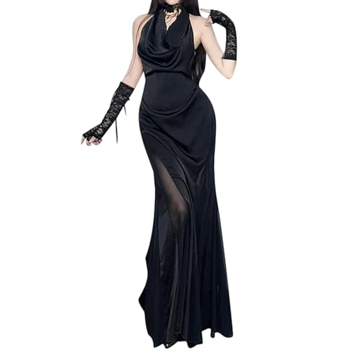 Vestido de noche largo para solucionar tu look de invitada de boda y fiesta gótica
