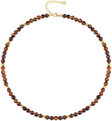 PEARLADA Turquoise Beaded Choker Necklace Chakra Stone Necklace Adjustable