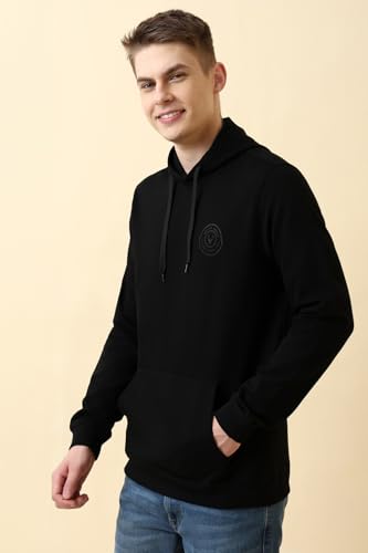 Image of Allen Solly Men's Classic Cotton Solid Hooded Sweatshirt with Kangaroo Pockets