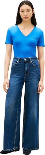 Tommy Hilfiger Damen T-Shirt Kurzarm New Slim Cody mit V-Ausschnitt, Blau (Blue Orbit), L – Ansicht 5