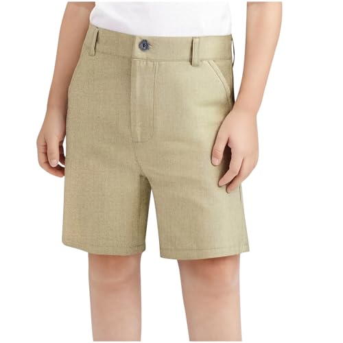 Unisex Boy's Uniform Chino Khaki Shorts Stretch Flat Front Dress Shorts Youth Golf Short Pants Pockets School Clothes2