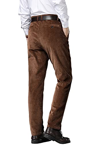 Wemaliyzd Men Casual Corduroy Work Cargo Pants Elastic Waist Suit Trousers2