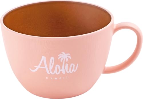 カップ コップ スープカップ ボウル ティー コーヒー カフェ ハワイアン 食器 おしゃれ かわいい 木目 合成漆器 キッチン 雑貨 小物 ピンク ブラウン aloha (ピンク)