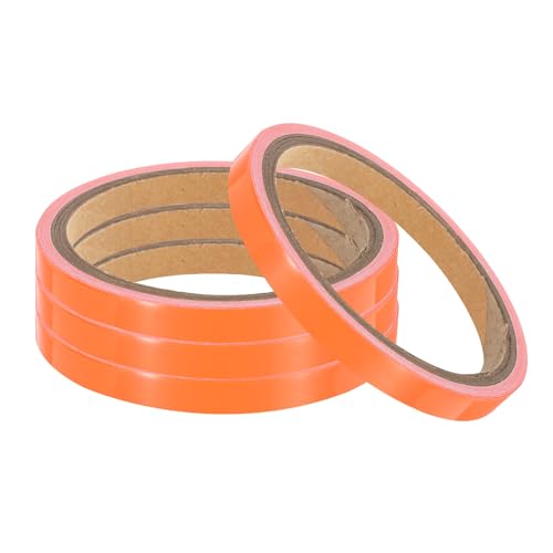 Image of uxcell 4Rolls Glow in The Dark Tape, 0.3 inch x 9.8 ft Fluorescent Adhesive Tape Luminous Tape for Stairs, Walls, Steps, Exit Sign, Home Decoration, Orange
