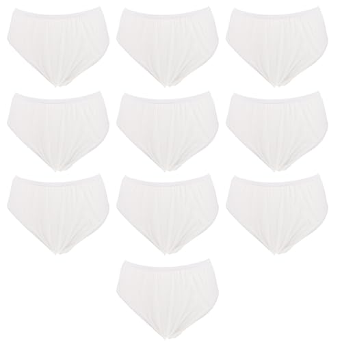 SHERCHPRY 10 piezas Unidades de Calzoncillos Desechables para Hombre Algodón Puro Transpirables y Elásticos Ropa Interior Cómoda para Viajes de Negocios Talla Única Lb Color Blanco