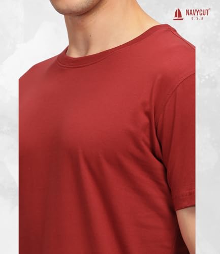 Image of Men T Shirt Cotton Round Neck | Solid Cotton Tee Half Sleeve | Breathable Casual T Shirt for Men | Stylish Round Neck Casual Wear | 12 Colors