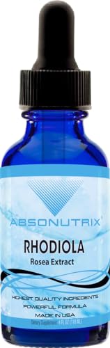 Absonutrix Rhodiola Rosea 580mg, 4 Oz Liquid, 200 Servings, Made in USA, Quick Absorption, Quality Potent Ingredients, Third-Party Tested, Non-GMO, GMP Certified, Cruelty-Free Products