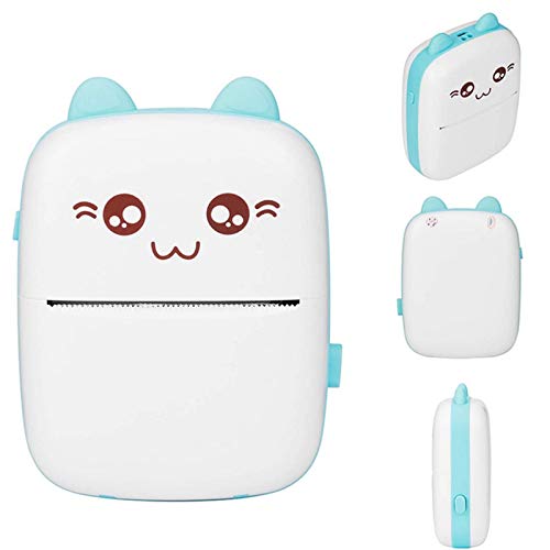 Portable Smart Photo Printer Mini Thermal Printer Bluetooth Label Memo Receipt Instant Sticker Printer Small Smartphone Printer for iOS and Android Phones with 6 Rolls of Printer Paper (Blue)