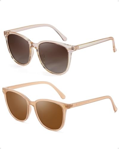 Image of 2 Packs Sunglasses for Women Polarized UV400 Protection Lens Big Frame Fashion Glasses Trendy Stylish Shade
