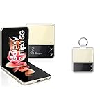 Samsung Galaxy Z Flip3 5G (17,03 cm), faltbares Handy ohne Vertrag, 1,9 Zoll Frontdisplay, 256 GB, 8 GB, Cream & Clear Cover Smartphone Cover mit Ring EF-QF711 für das Galaxy Z Flip3 5G,Transparent