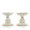 Hosley's Set of 2 White Wood Pillar Holders - 5" High. Ideal Gift for Weddings, Special Occasion, Spa, Aromatherapy Settings, Candle Gardens W1