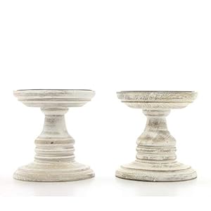 Hosley's Set of 2 White Wood Pillar Holders - 5" High. Ideal Gift for Weddings, Special Occasion, Spa, Aromatherapy Settings, Candle Gardens W1 Hosleys Set of 2 White Wood Pillar Holders 5 High Ideal Gift for Weddings Special Occasion Spa Aromatherapy Settings Candle Gardens W1