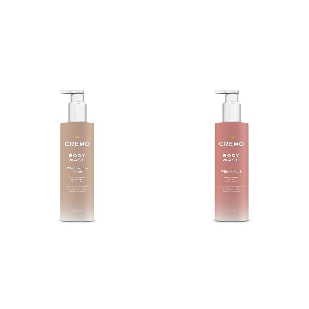 Cremo Women's Body Wash Bundle with White Jasmine Amber 16 Fl Oz and Wild Iris Musk 16 Fl Oz
