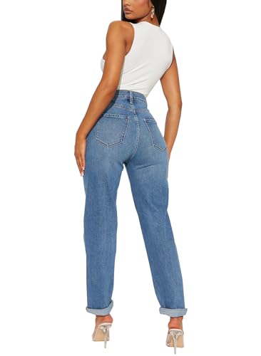 BessCops Women's Boyfriend Jeans Stretchy Ripped Distressed Denim Mom Jean Pants4