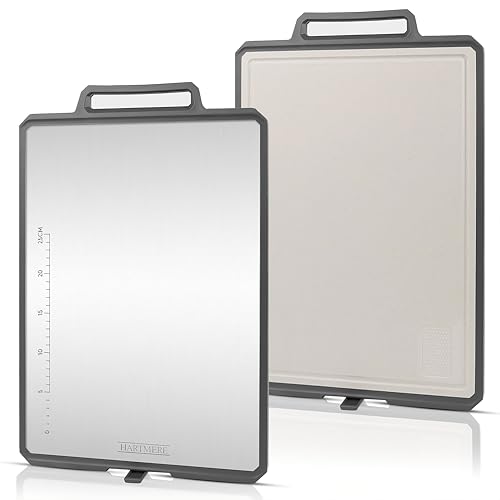 Extra-Large Cutting Board 19"x12.6" – Dual-Sided 304 Stainless Steel & Wheat Straw PP