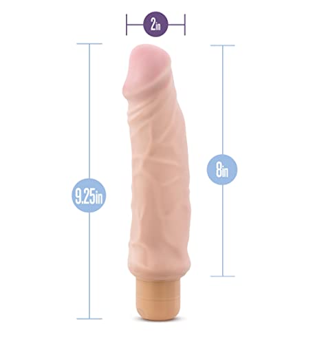 Blush - 9" Long Ultra Soft Realistic Feel 1.75" Thick Vibrating Dildo - Flexishaft Tech For A Nice Stiffy - Ipx7 Waterproof - Multi Speed G Spot Stimulating Vibrator Sex Toy For Women, Men - Beige #TOP4