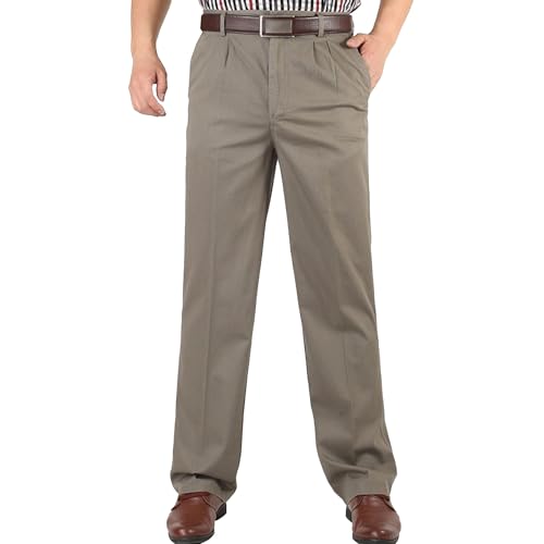 Men Straight Casual Casual Suit Pants Men Wrinkle-Resistant Chino Pants Classic-Fit Flat-Front Business Pant