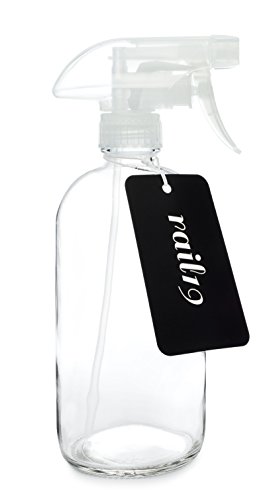 Rail19 Glass Clear Spray Bottle with Clear Spray Nozzle, 16oz (Clear Trigger)