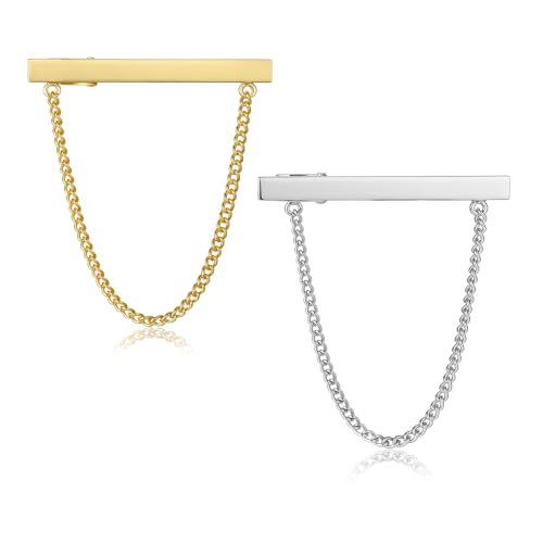 Image of Danny shi Men's Silver Golden Tie Chain Set, Gift Boxed Tie clip | Tie Chain for men wedding Tie clips