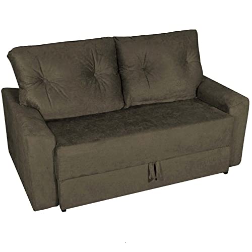 Sofá Cama-Bicama Matrix HebeCom 2 Lugares Em Tecido Suede Marrom