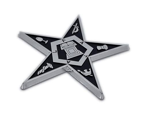 Image of Elektroplate Order of the Eastern Star (OES) Emblem for Cars, Trucks, and All Auto | OEM Chrome | Universal Fit at 3 inch x 2.9 inch | Weatherproof