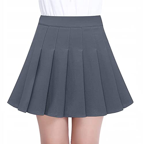 Vanansa Damen Basic Faltenrock Dehnbar Kurz Skaterrock Tennisrock Klassisch Minirock für Schulmädchen A-Linie Cover